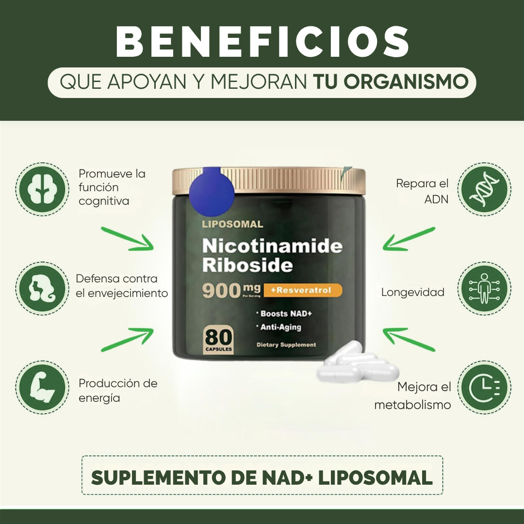 PAGA 1 - LLEVA 2 💫NAD+™I Liposomal Nicotinamide Riboside +Reverastrol | Antienvejecimiento