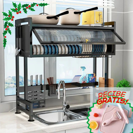 ¡Adiós al desorden en tu cocina! 👋 SteelDry™ Escurridor ORIGINAL y GARANTIZADO con TAPA ✨ 50% OFF + 🎁 Regalo 🎁 solo por hoy.