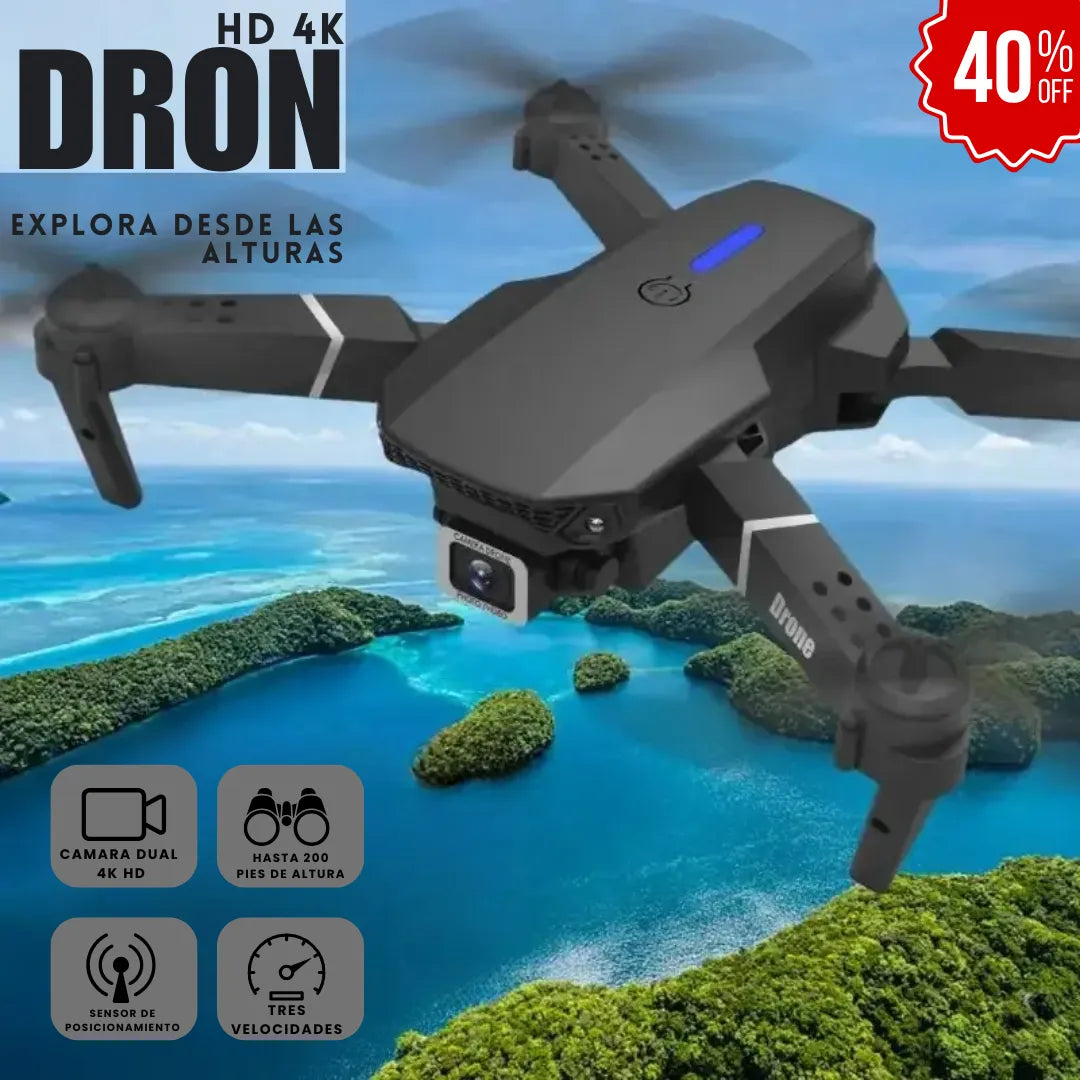 35 % OFF - DRON E88, Cuadricóptero de doble cámara 4K HD